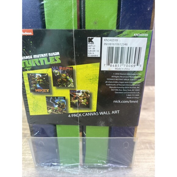 Nickelodeon Teenage Mutant Ninja Turtles TMNT Canvas Set Of 4  NEW - Picture 8 of 10